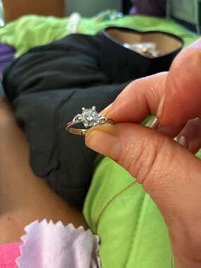 Solitaire Round Cut Cubic Zirconia Engagement Ring with Infinity-Style Band